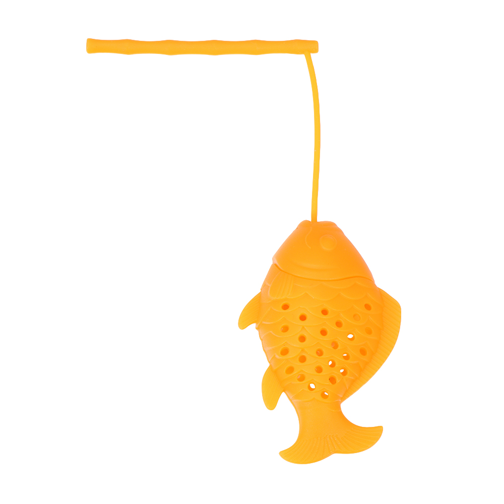 Teapot/Fish/Poop Shaped Tea Infuser Strainer Silicone Tea Bag Leaf Filter Diffuser Kitchen Gadget Teaware Accessories: orange-fish