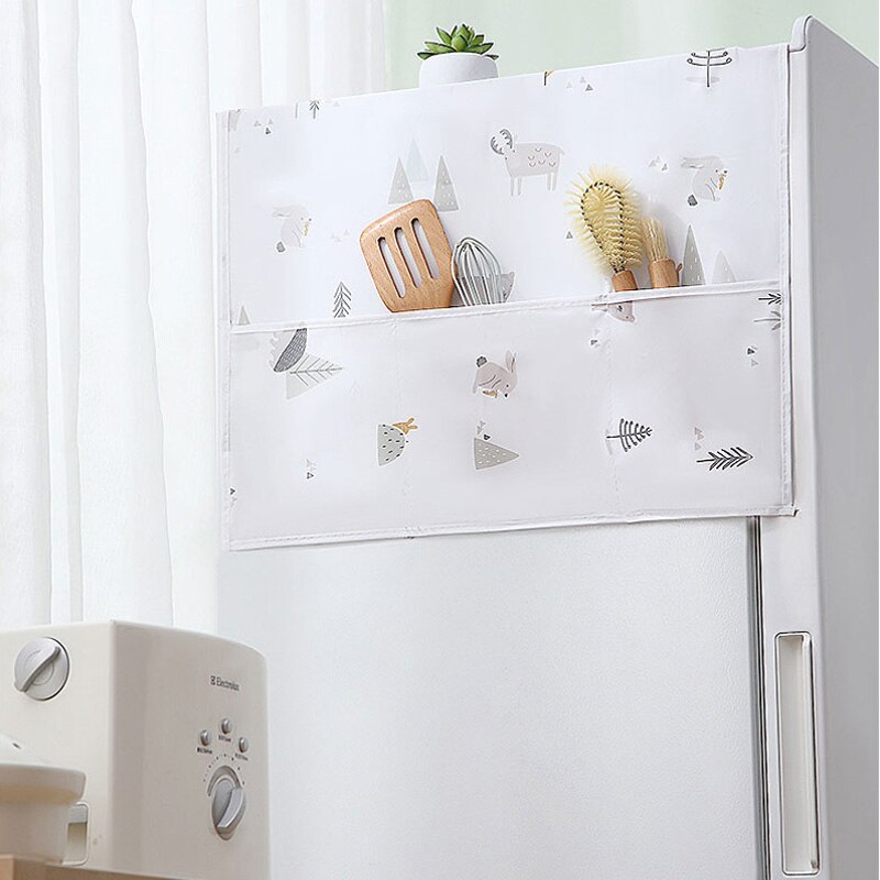 Home Refrigerator Anti-dust Cover Waterproof Refrigerator Cover Multifunction Hanging Storage Bag for Washing Machine Top Covers