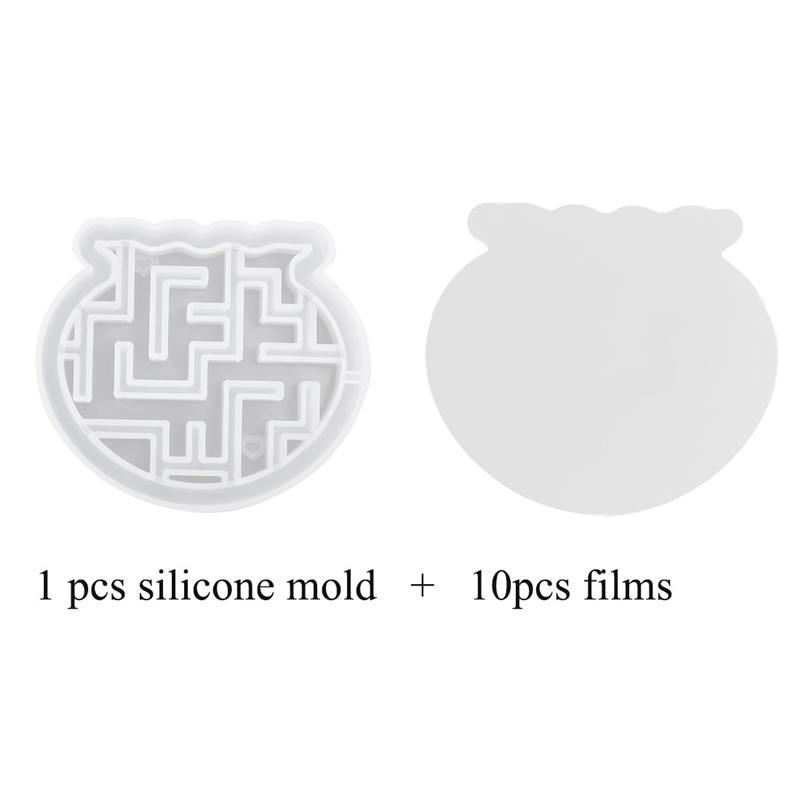 Quicksand Maze Silicone Mold Shaker Molds Milk Bottle Heart Shape UV Epoxy Resin Mold Heart Keychain Pendant Craft Jewelry Tools: 4-mold and films