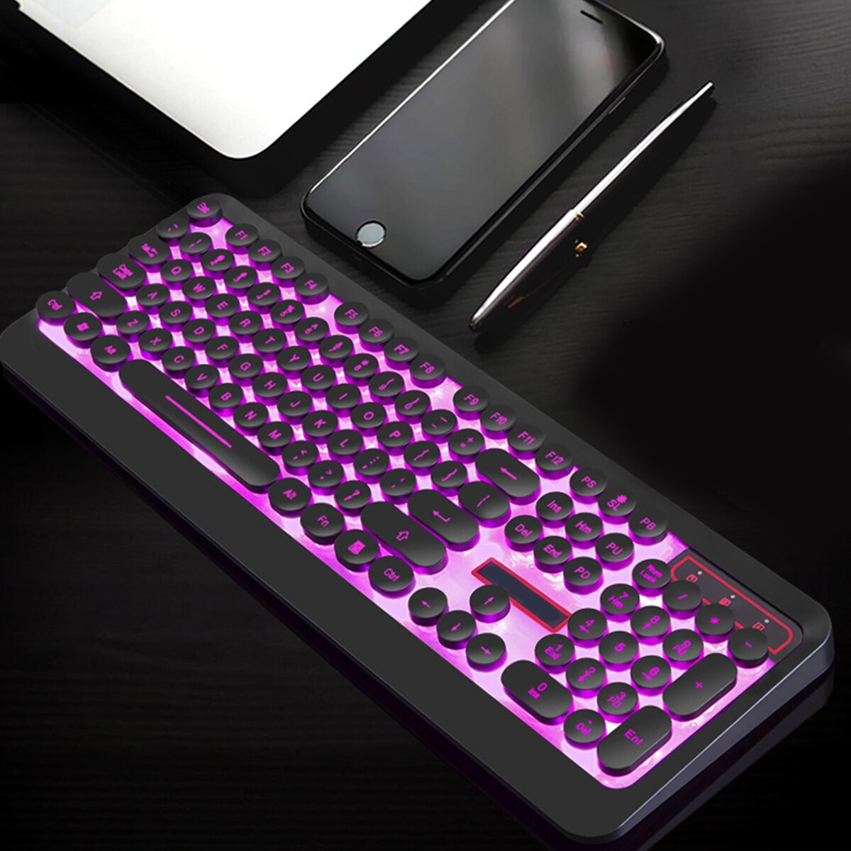 Luminous Gaming Keyboard USB Wired Round Keys Waterproof Mechanical Gaming Keyboard With Backlight For Computer PC