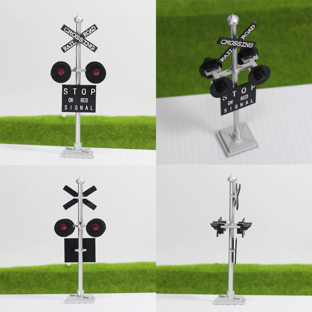 1lot O/HO/N Skala Modell Eisenbahn Block Signal Verkehrs Bahnübergang Signal 4 Köpfe Leds Made + Circuit Board Flasher