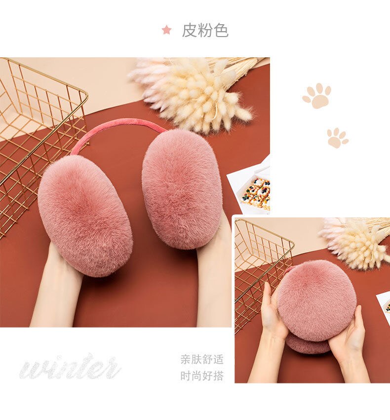 femelle en peluche adulte oreille cache-oreille hiver oreille muff mignon en peluche oreille muff: Corail Rouge