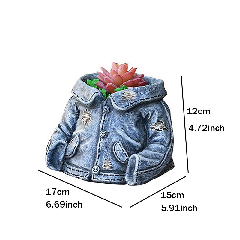 Denim Clothes Pants Resin Flower Pot Garden Flower Pot Ornament Hat