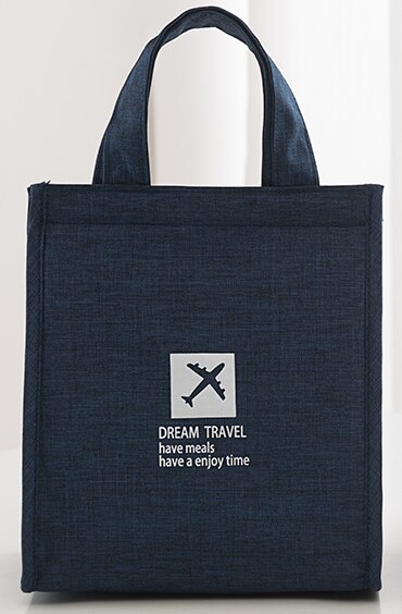 Oxford waterdichte lunchtas, draagbare voedsel geïsoleerde tas, kleine draagbare voedselzakken voor kinderen, schattige koeltassen: Marineblauw