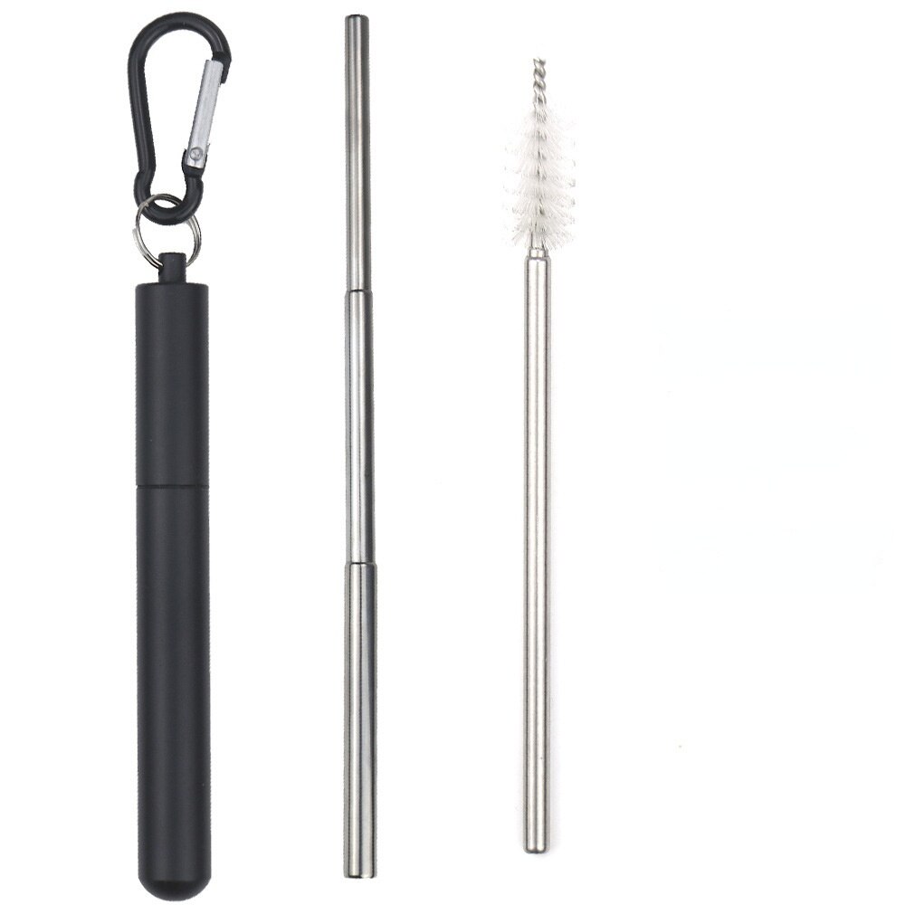 304 Stainless Steel Telescopic Straw Travel Reusable Portable Foldable Metal Beverage Milk Tea Straw: 8