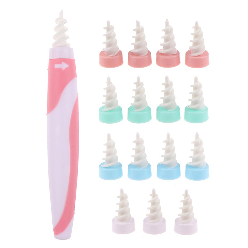 16 Tips Earpick Ear Wax Remover Spoon Oorsmeer Cleaner Gehoorapparaat Oor Care Tools: Roze