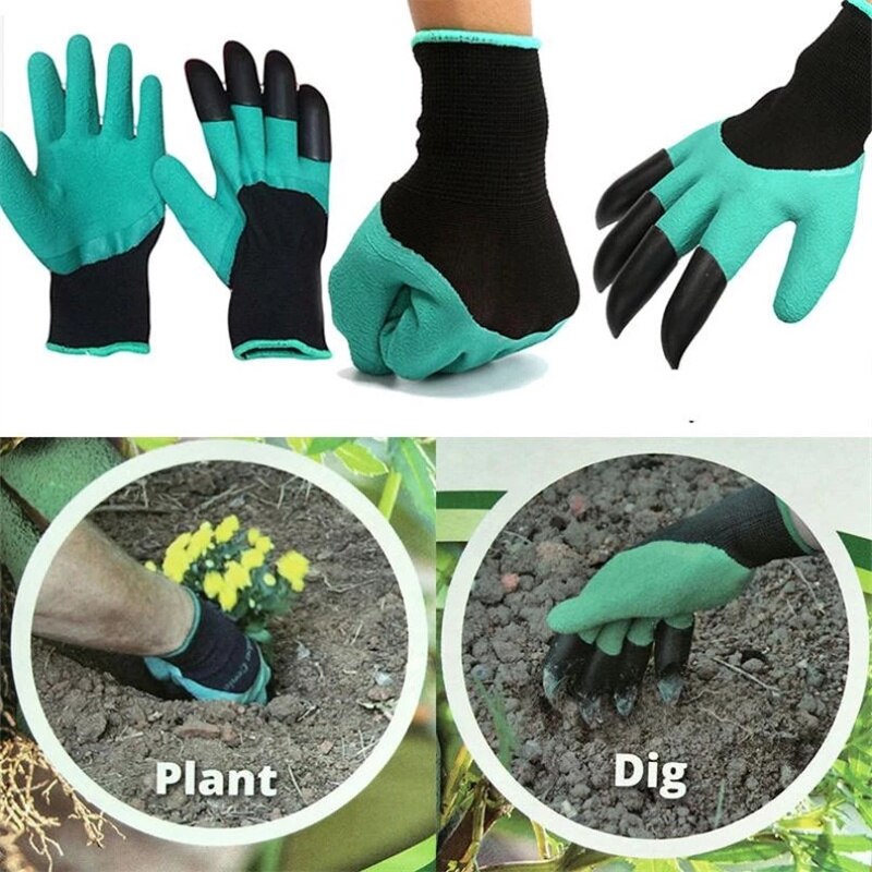 4/8 ABS Plastic Hand Claw Waterproof Garden Rubber Gloves Gardening Digging Planting Durable Work Glove Outdoor Gadgets 70%