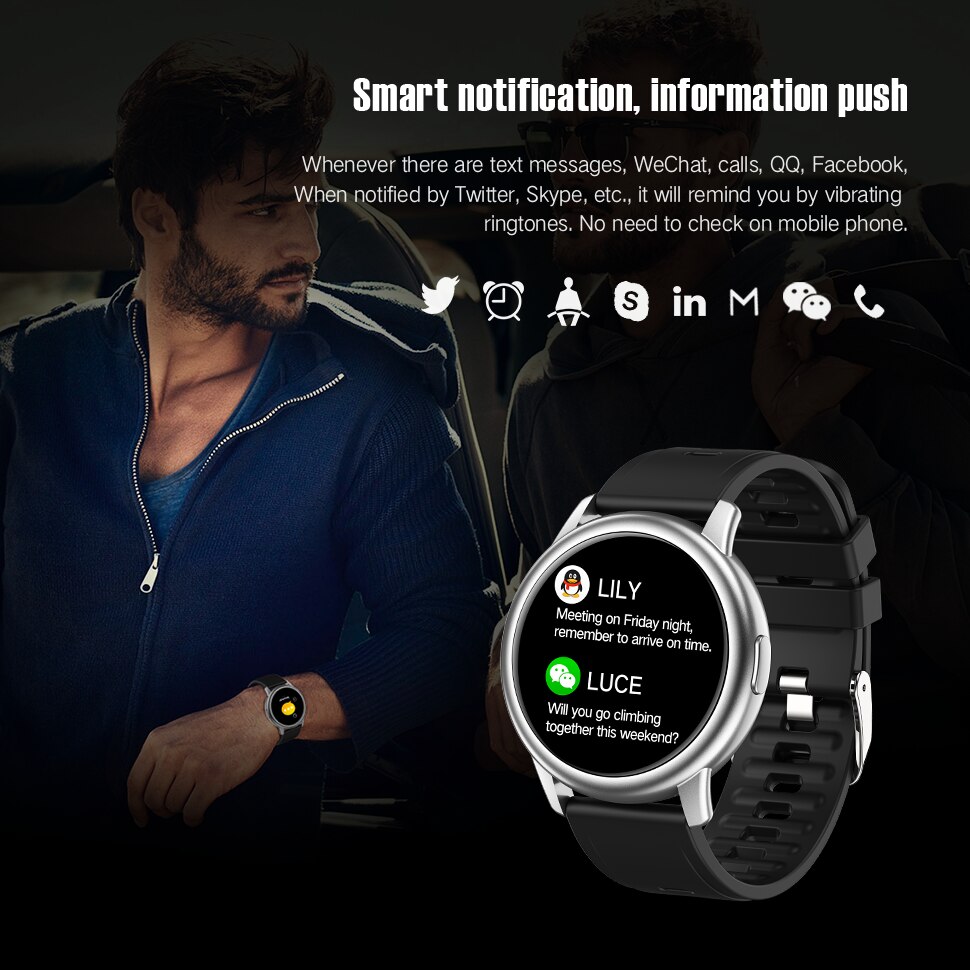 LEMFO LF28 montre intelligente hommes étanche IP68 relogio inteligen 1.28 pouces plein écran tactile Fitness Tracker fréquence cardiaque Smarwatch