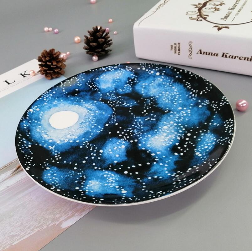 Scandinavische Stijl Keramische Star Sky Plaat Ontbijt Dessert Fruit Bruiloft Platen Woondecoratie Portie Schotel Keuken Gereedschap: 4