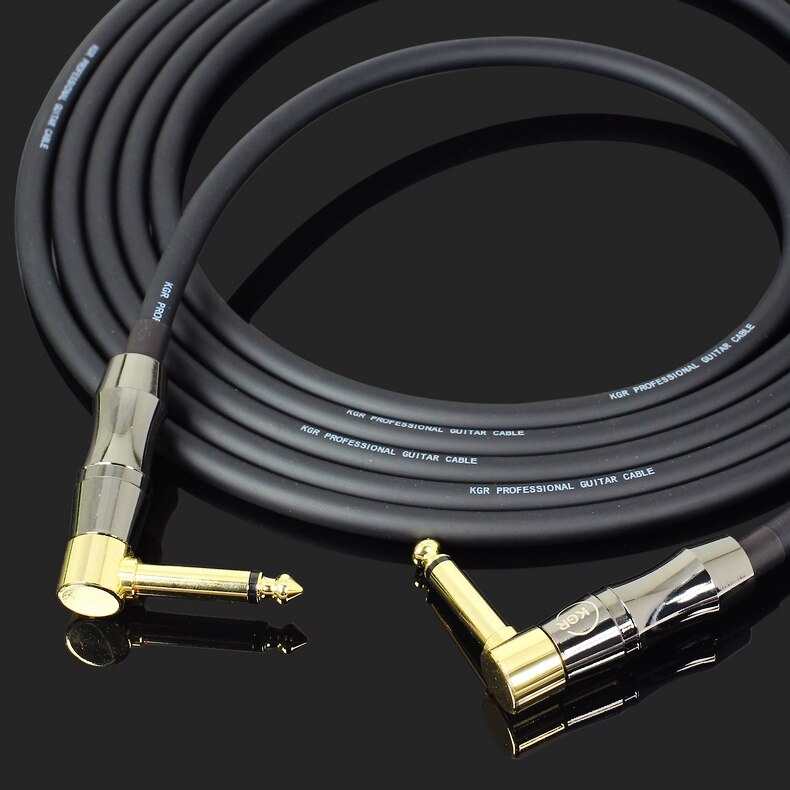KGR 6 Meters/ 20 Feet Electric Guitar Cable Bass Musical Instrument Cable Cord 1/4 Inch Straight to Right Angle Plug: 15M RR
