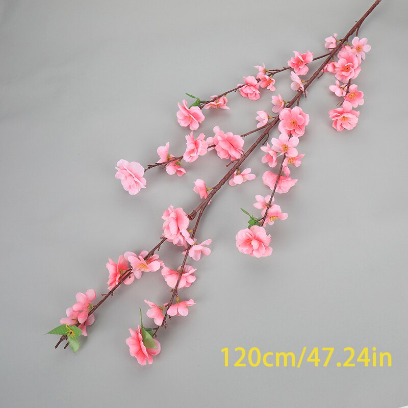 Artificial Flowers Peach Blossom Non-woven Fabrics Flower Branch Bedroom Dining Table Shopping Mall Office Bar Decoration: 120cm Pink 1 Pcs