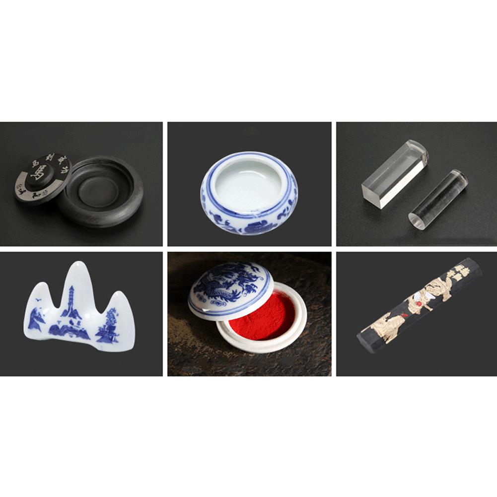 Chinese Calligraphy Writing Brushes Ink Stick Stone Pad Stamp Holder Washer Set Painting Tool Compact Fine Workmanship