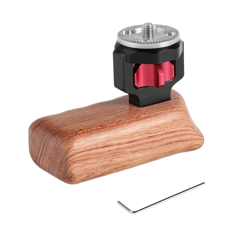 Camera Houten Handlegrip Met M6 Arri Duimschroef Verbinding Mount Connector Voor Dslr Camera Cgae (Rechts)