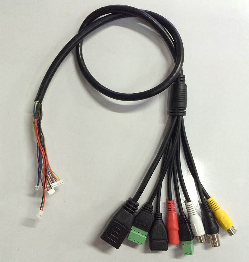 CCTV IP network Camera PCB Module video power cable met RJ45 + BNC + DC + USB + audio-ingang + audio-uitgang + RS485 + Alarm (UG)