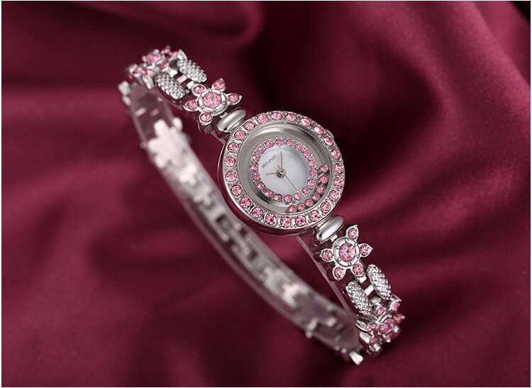 Top Brand Luxury Crystal Rhinestone Ladies Watch Stainless Steel Dial Waterproof Quartz Ladies Bracelet Watch
