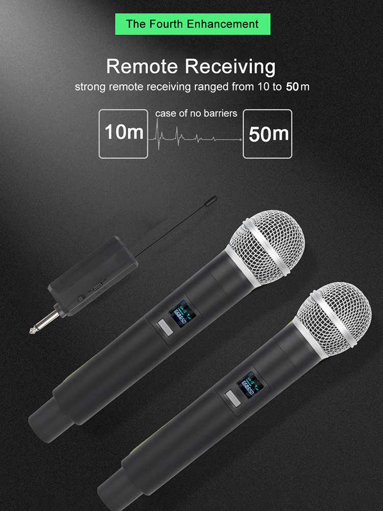 Wireless Microphone 4 Channels VHF Dual Handheld Dynamic Cordless Mic System Set For Shure Karaoke Voice Amplifier PA System