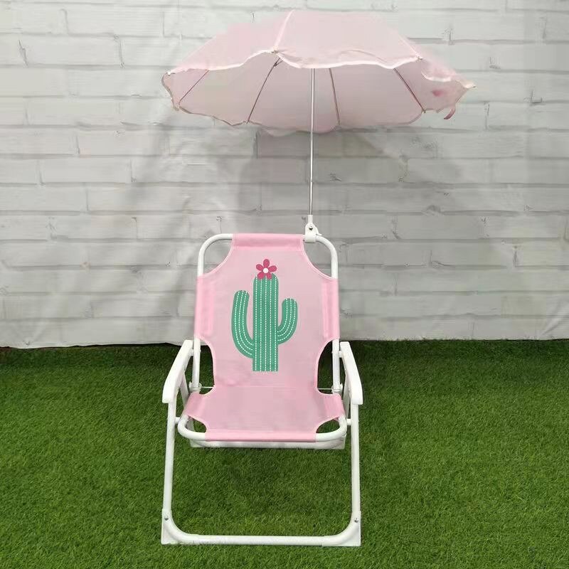 Outdoor Folding Beach Children Chair With Umbrella Utralight Baby Kids Camp Chair Sun Lounger Folding Picnic Camping Seat: Cactus chair