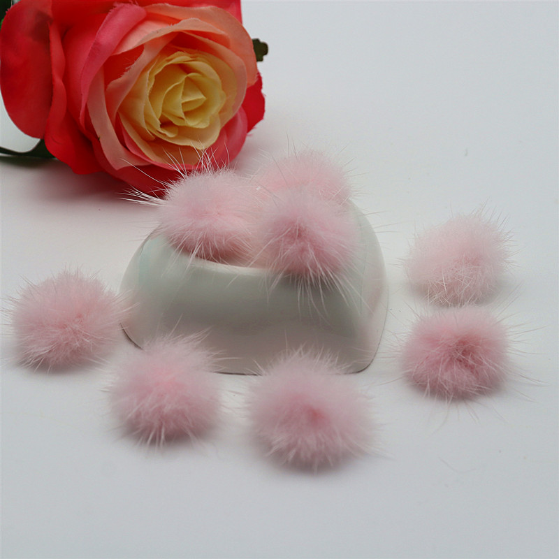 Pompones de visón coloridos de 25Mm, esponjosos de 2,5 cm, pendientes de sombreros, Llavero artesanal, materiales de joyería hechos a mano, 10 Uds.: Níquel negro
