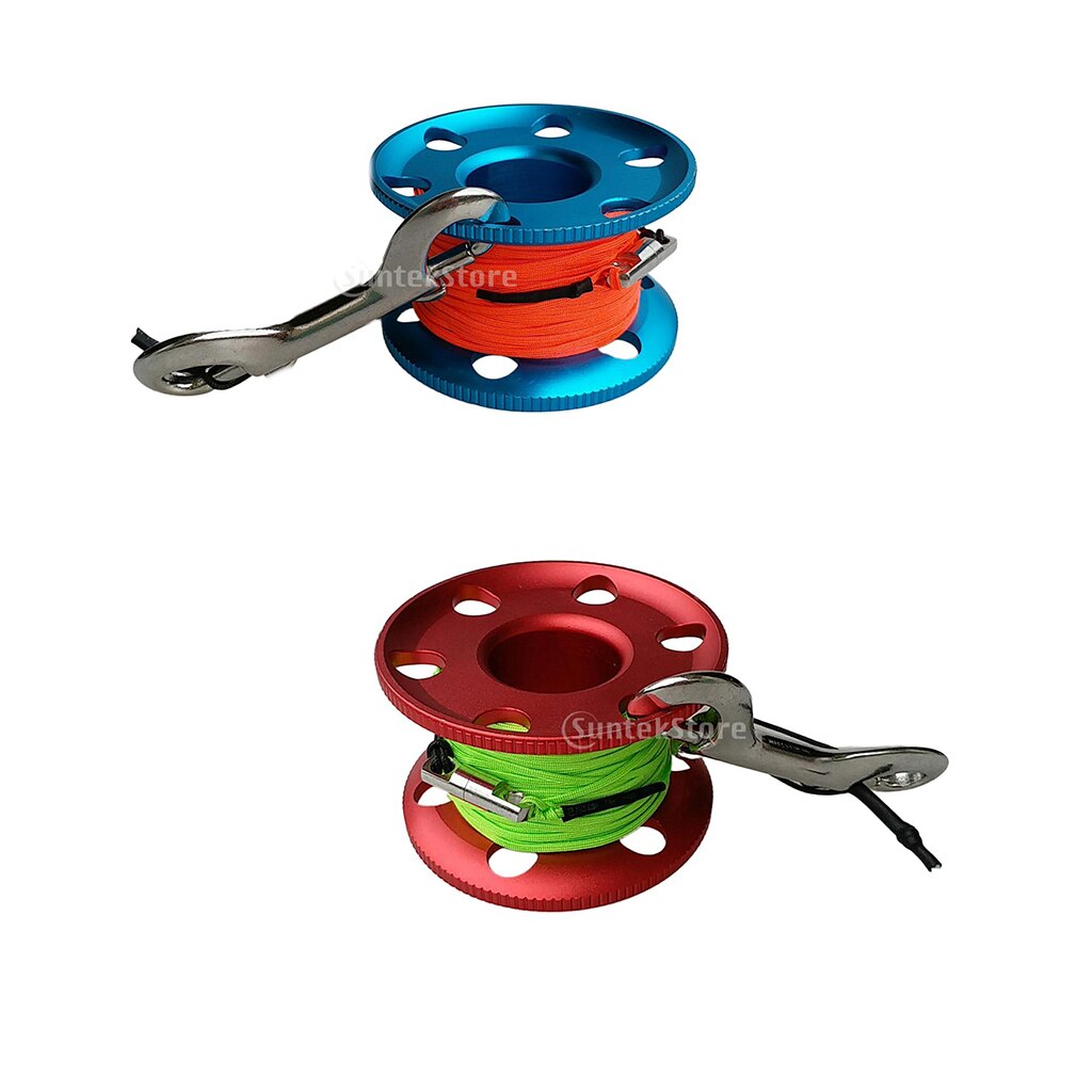 Fingerhjul med stålclips vragdykkerspole 20/30/50m elastisk line med bolt snap clips