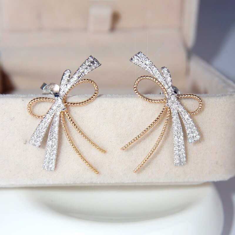 Korean Bow Earrings for Women Temperament Light Luxury Simple Jewelry Cute Earrings As A Girlfriend