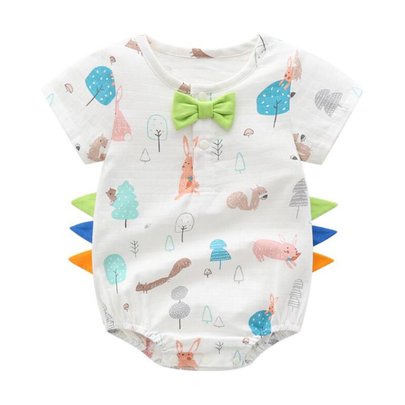 Barboteuse à manches courtes pour bébés garçons, imprimé de dinosaures, vêtements en coton, été: BH8203 green / 12M