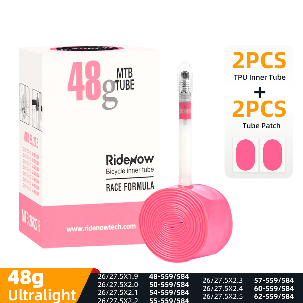 Ridenow ultralätt cykelslang 26 tum 27.5 29 tum mtb cykelventillängd fransk 45mm för mountainbikeslang: Guld-