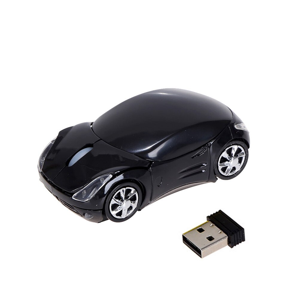 Ratón de desplazamiento con forma de coche para tableta, ordenador portátil, oficina, sensible, para juegos, Ratón Óptico inalámbrico, Usb, 2,4 ghz, 1200dpi: BK