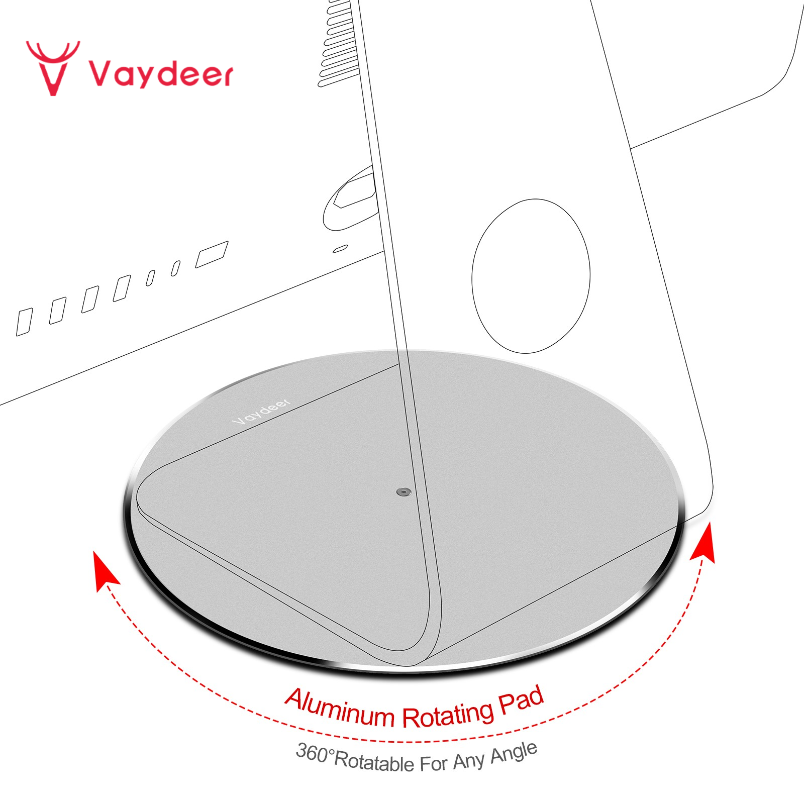 Monitor Stand 360 Rotation iMac Stand PC Swivel Base Aluminum Laptop Holder for iMac, Laptop, Computer Screen TV Projector