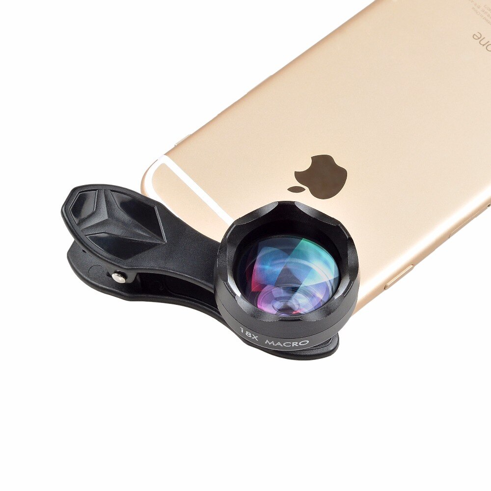 APEXEL Universal Clip en HD 18X Macro lente fotografía teléfono móvil lente Micro Lentes para iPhone 6 7 Xiaomi la mayoría de los Smartphones