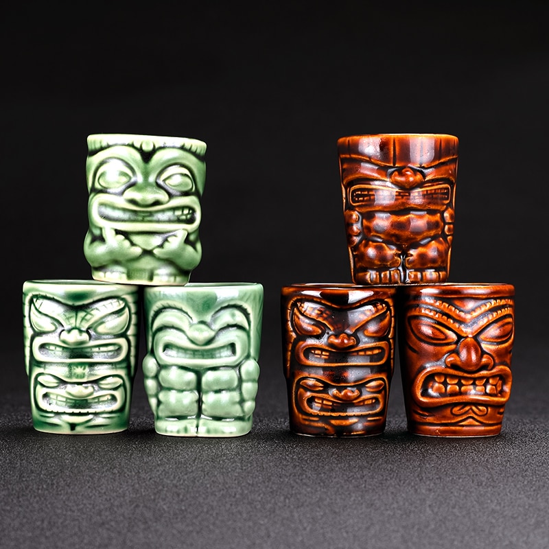 7 farver 400ml tiki kop gud billede vinglas keramik hawaiisk cocktail tiki krus bar drikkeredskaber med håndtag