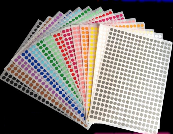 Dot Aufkleber 12 Blätter 6mm 8mm 10mm 13mm 16mm19mm 25mm 32mmRound Label Self Adhesive dot Aufkleber Büro Schule Lieferant Mix farbe