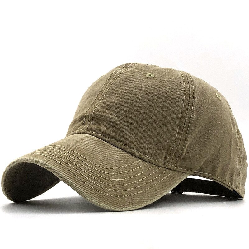 Enkel vasket bomuld justerbar ensfarvet baseball kasket unisex par kasket fritid far hat fiskeri snapback kasket 17 farver: Khaki