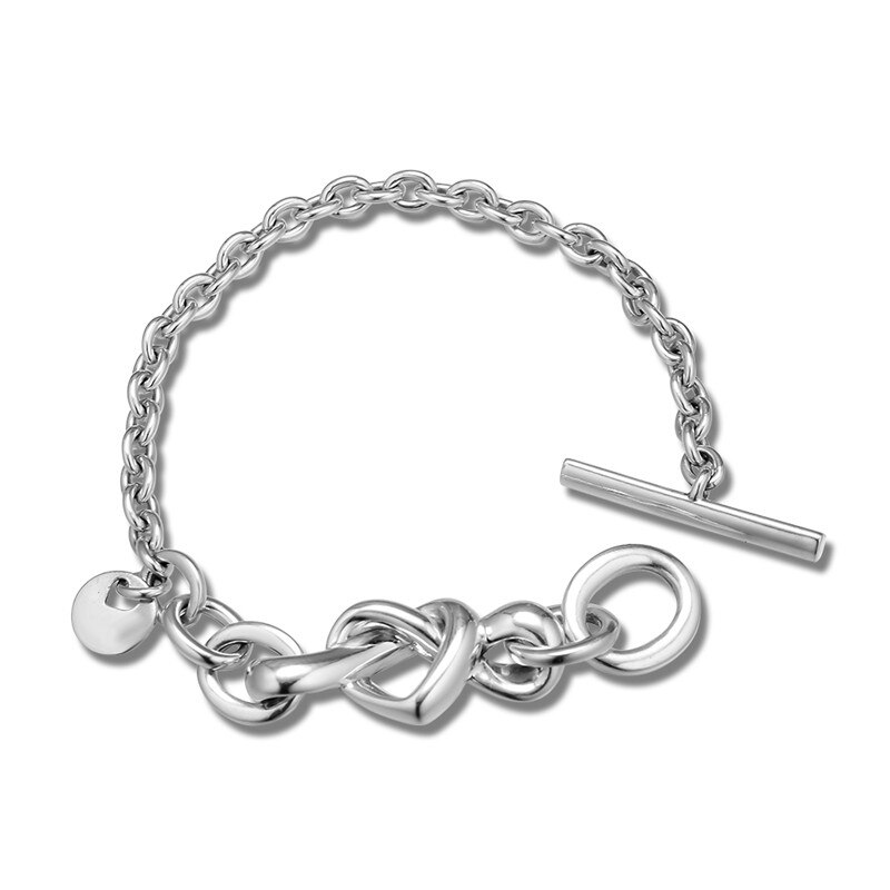 Verknotet Herz Armbinde Schmuck 925 Sterling Silber Armbänder für Frauen & Männer Liebe Zeichen Charme Armbänder Schmuck