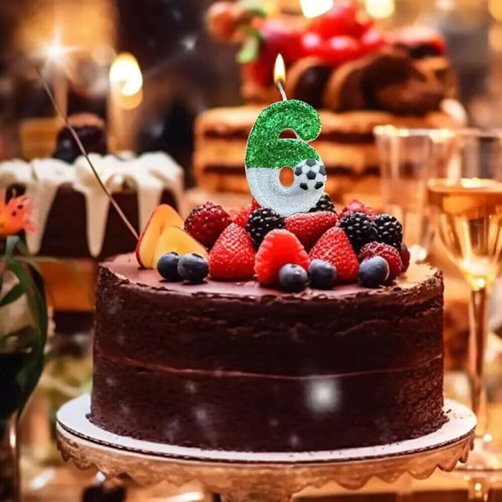 1PC Happy Birthday Football Candles Cake Soccer Candles Number 0-9 Digital Candle Party Wedding Cake Candle Party Cakes Deco