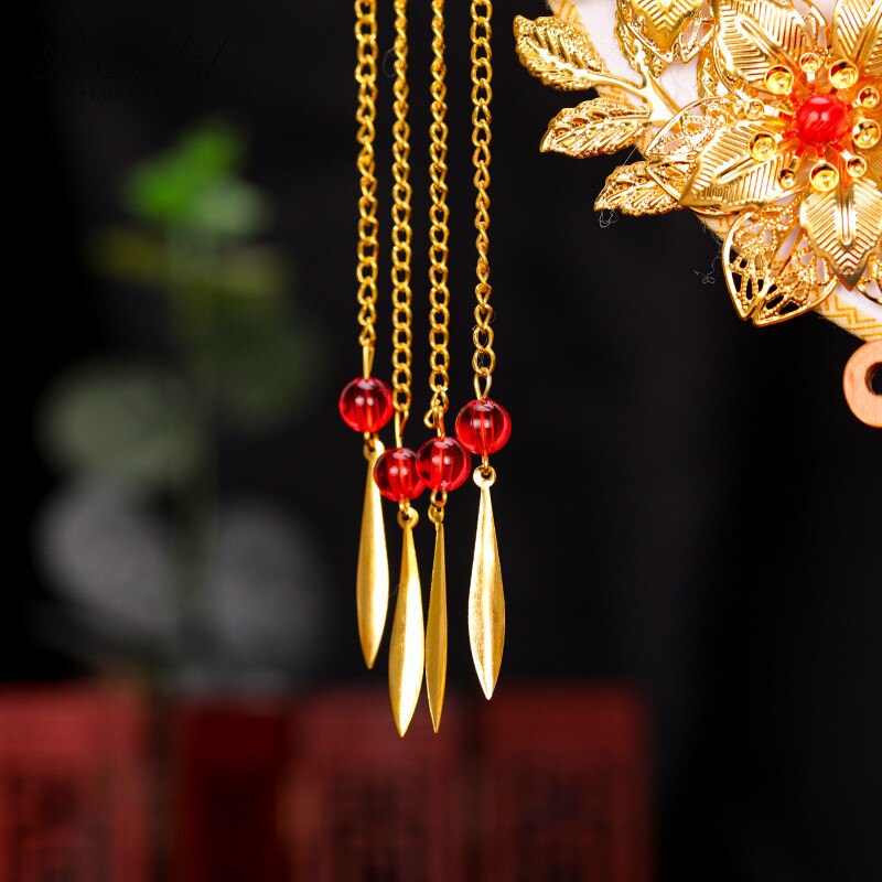 PEORCHID Gold Brooch Wedding flowers Bridal Bouquets Red Rose Chinese Style Flower Round Fan Bouquet Bridesmaid