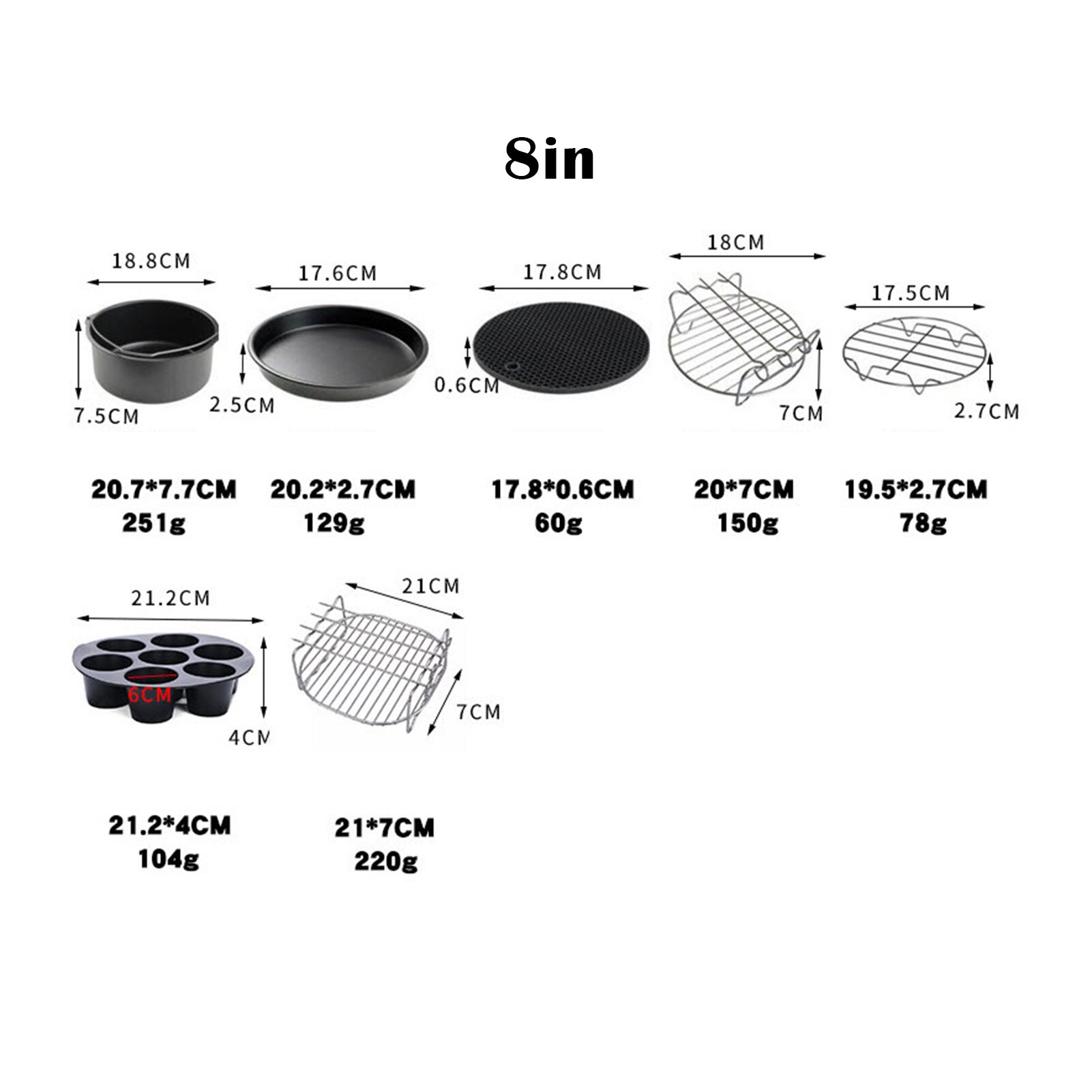 8 stücke Luft Friteuse Zubehör passen Beste Heiße Friteuse Zubehör einstellen Bequemlichkeit Kochen Werkzeug Für Küche Party Küche Werkzeuge & Spielereien: Licht Gelb