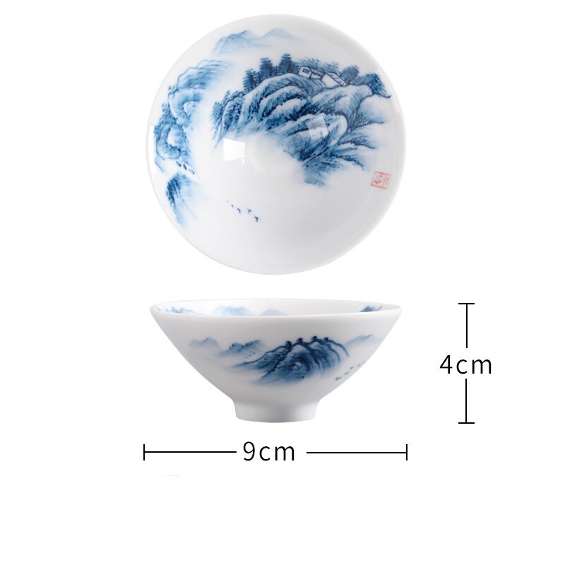 2 Teile/satz Chinesische Hand Bemalt Keramik Teetasse Haushalt Meister Tee Schüssel Einzigen Tasse Getränk Handgemachte Tee-einstellen Kegel Teetassen: B