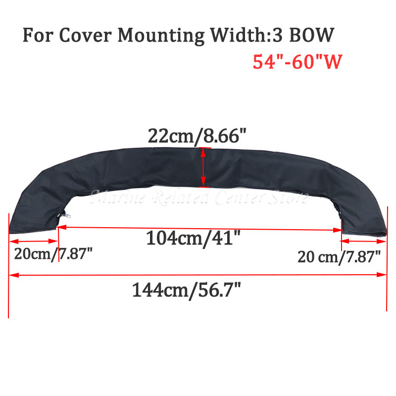600D Bimini Top Boot Cover 3 Bow No Frame Waterproof Yacht Boat Cover with Zipper Anti UV Dustproof Cover Marine Accessories: Red