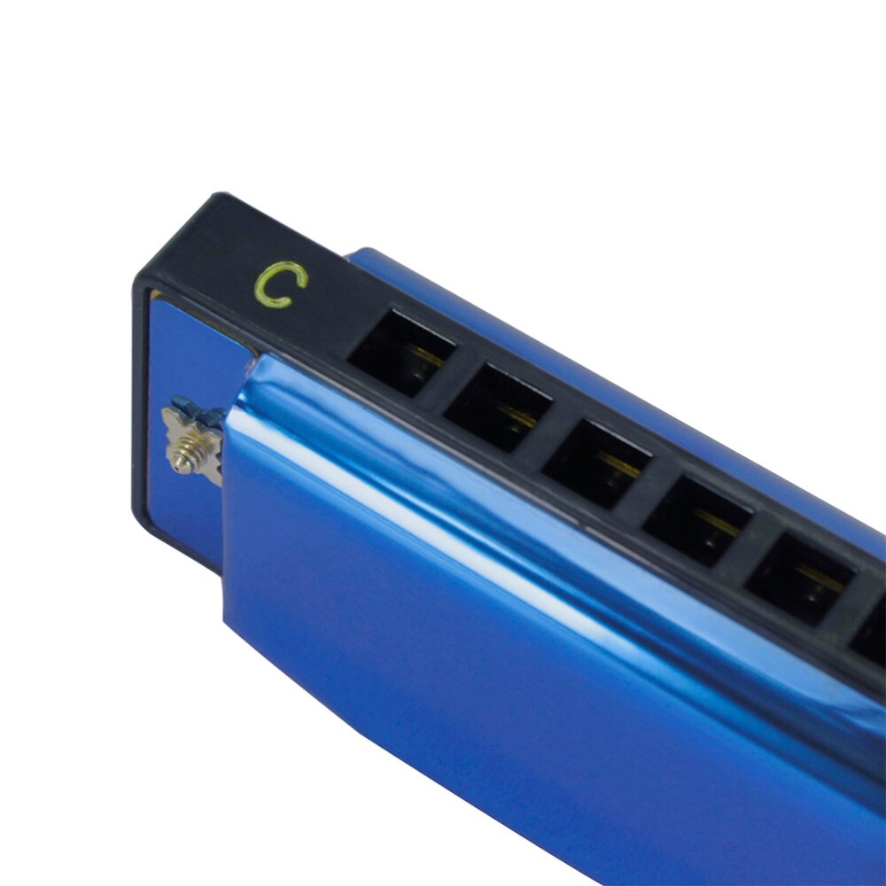 Bluesharpe 10 hull 20- tone munnspill fullpakket med en plastboks som spiller instrumenter små instrumenter (svart med rensetrekk