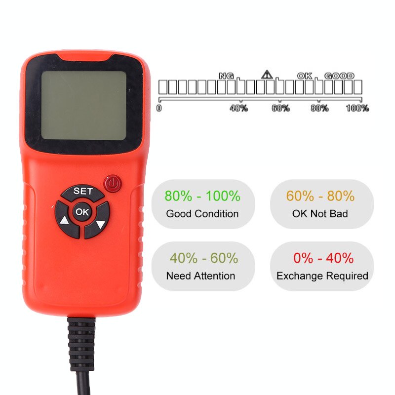 12V Car Battery Tester Vehicle Car LCD Battery Test Analyzer Auto System Analyzer Voltage ohm CCA Test Diagnostic Tools