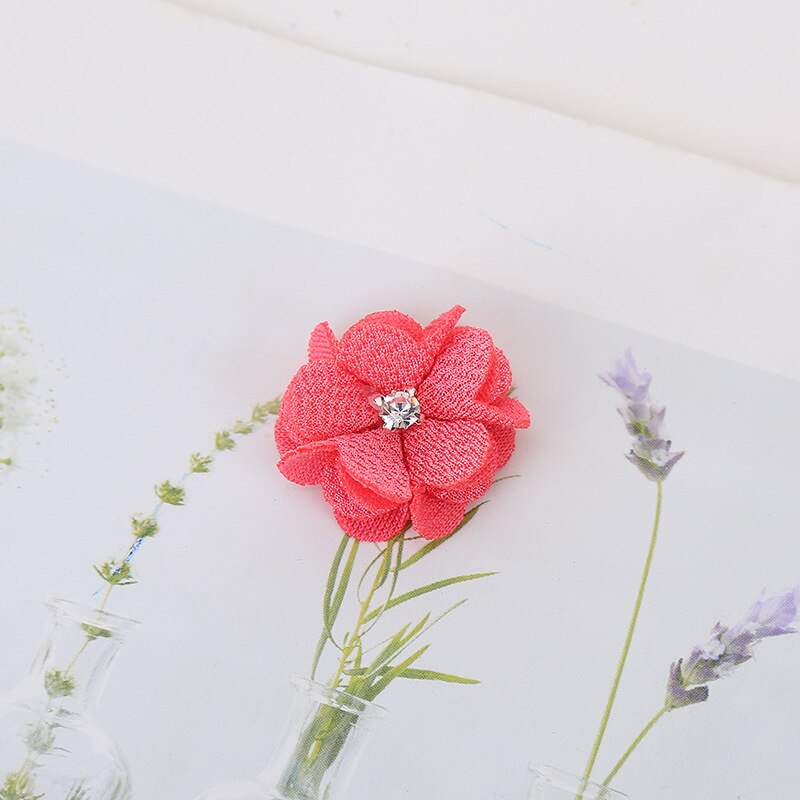 10 stks/partij Multi Kleuren Handgemaakte Kleine Stof Satijnen Bloemen met Rhinestone Applicaties Naaien Bruiloft Kleding Accessoires Bloemen: 13