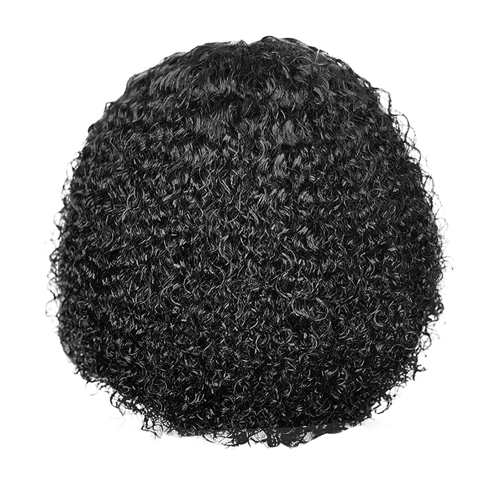 Peluca de pelo rizado negro para mujer, largo sintético Afro, División Midd, fibra resistente al calor, Media peluca atada a mano # g30