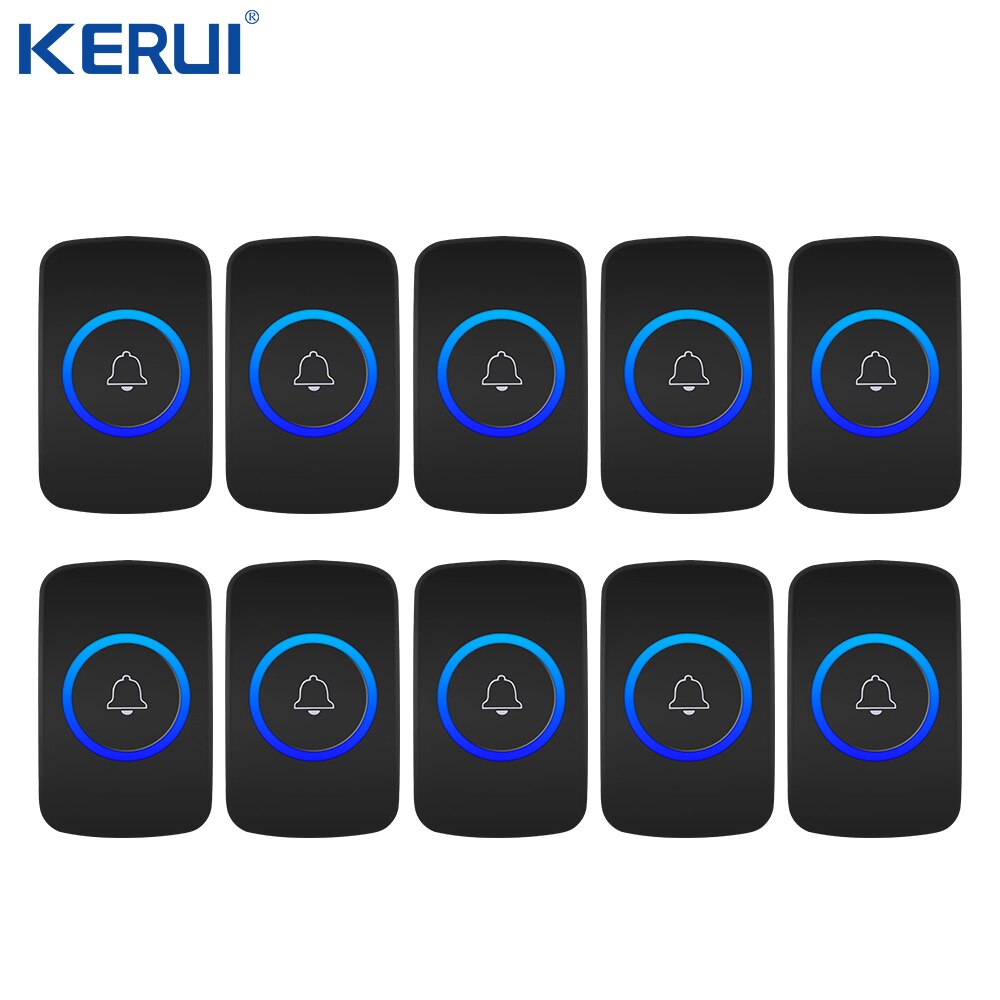 Kerui-timbre inalámbrico con botón de emergencia, sistema de alarma de seguridad para el hogar, llamada de emergencia, timbre de puerta, 10 Uds.: 10 pcs