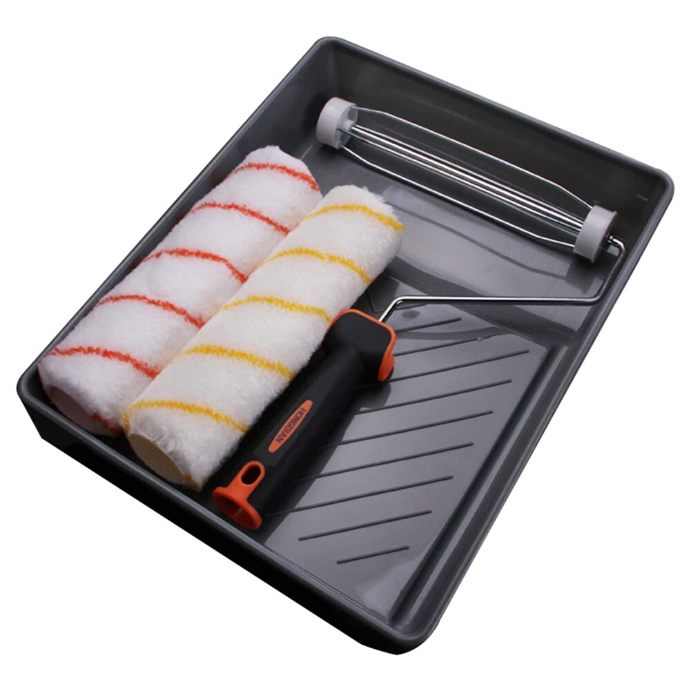 9" Medium Pile Roller Wall Paint Runner Kit Emulsion Sleeves Frame Handle Painting Brush with Roller Tray for Home Decoration