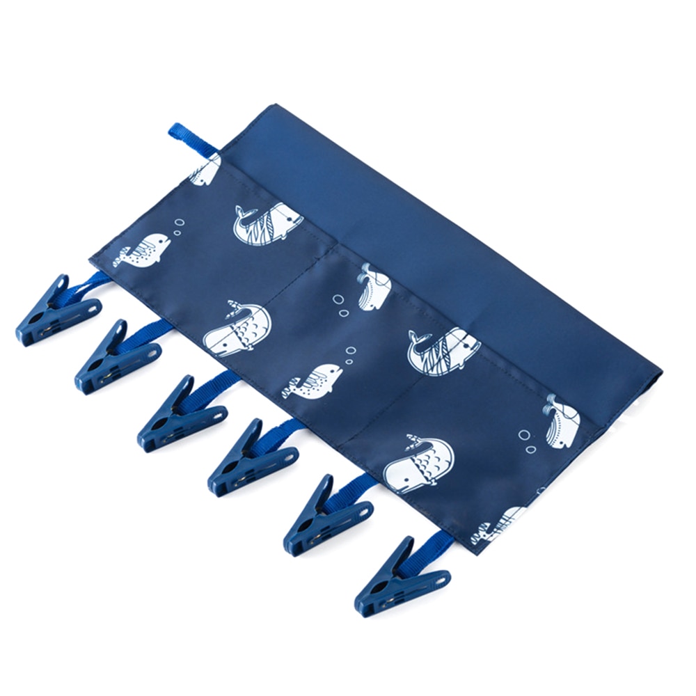 Portable Clothes Hanger Fixed Clip Laundry Drying Rack Clothespin Towel Sock Pegs Pocket Bathroom Hanging Cosmetic Storage Bag: Little whale