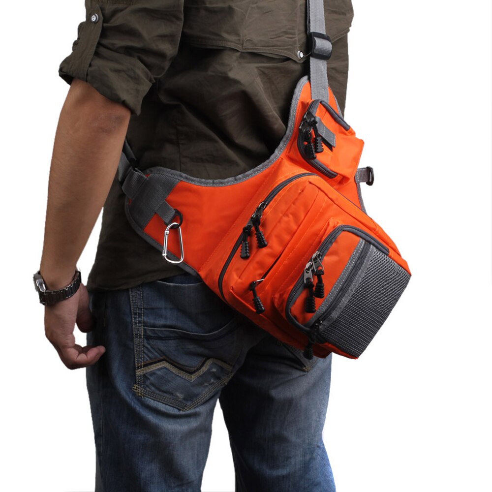 Bolsa de aparejos de pesca impermeable, paquete de eslinga para deportes al aire libre, bolso de hombro tipo bandolera para pesca, senderismo, viaje, bolsa de pesca: Naranja