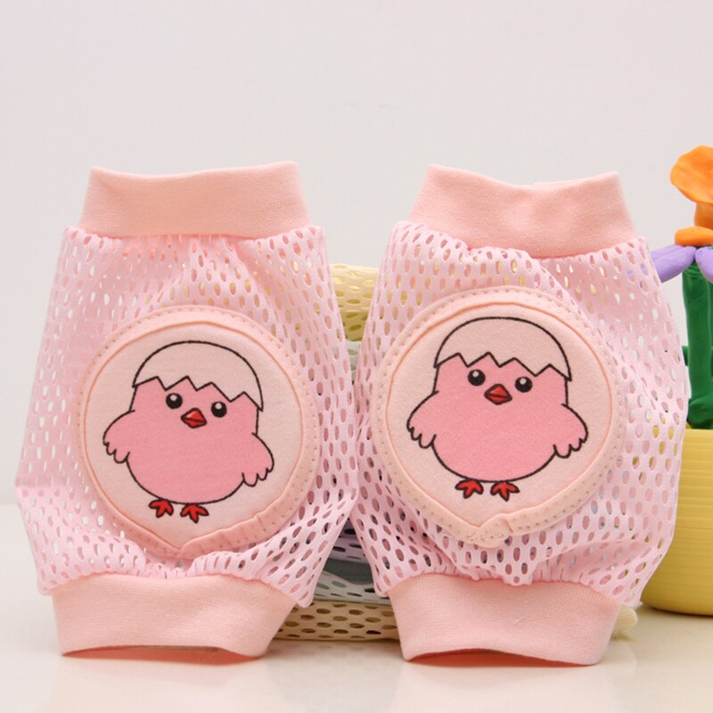 Baby Knee Pads Cartoon Baby Safety Crawling Elbow Cushion Toddlers Knee Pads Protective Gear: Pink-Chicken