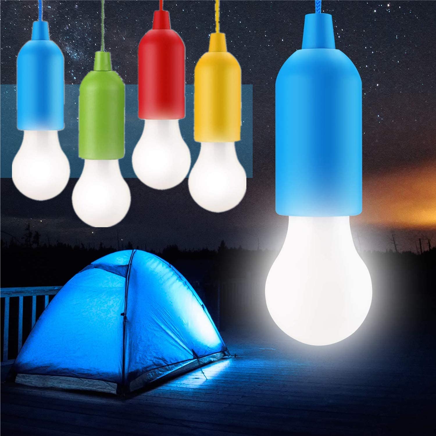 Portable LED Bulb Light Hanging Lamp Drawstring Lights Tent Camping Bulb Night Light Lantern For Parties Weddings Festivals BBQ