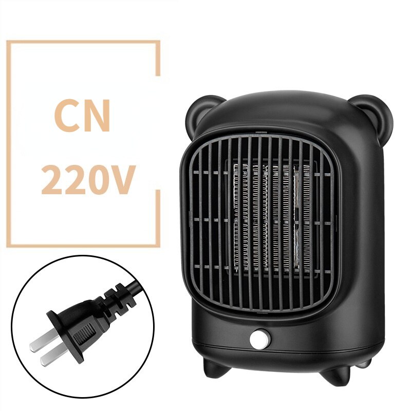 Wind Heizung Mini Erwärmung Fan Tragbare Haushalt Schlafzimmer 110V 220V 500W Überhitzung Schutz Elektrische Desktop Schnelle Luft heizung Fan: CN 220V BLACK