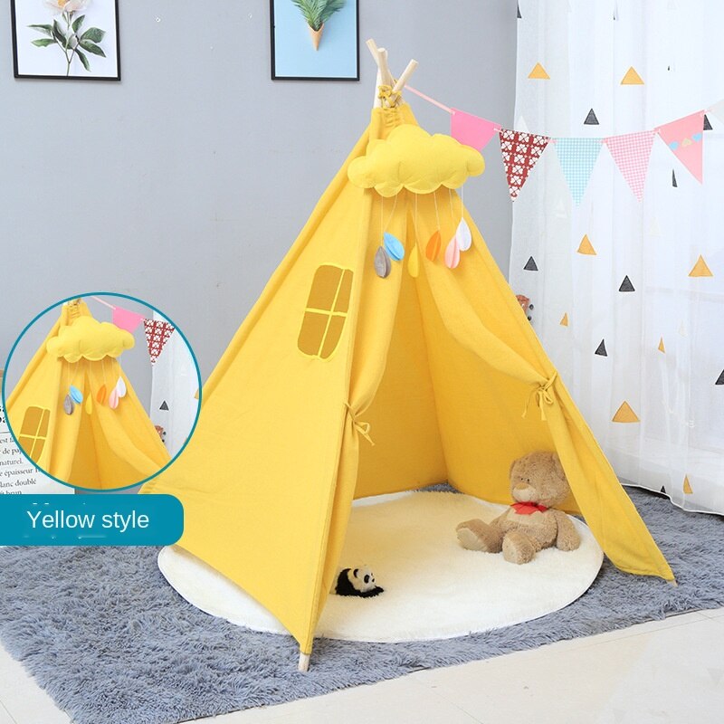 Tipi tent for kids Play-Tent Teepee House Wigwam Room Children's Tent Game-House Triangle Teepee Canvas Sleeping Dome 135cm